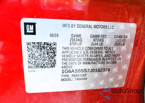 2018 Cadillac Cts Premium Luxury z USA, uszkodzony, nr VIN 1G6AS5SS7J0182374